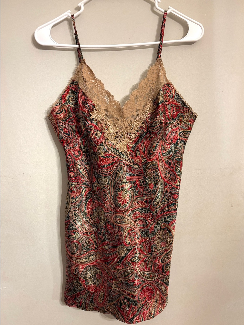 Vintage Victoria’s Secret Paisley Lace Chemise Slip Nightgown Medium Y2K 90s